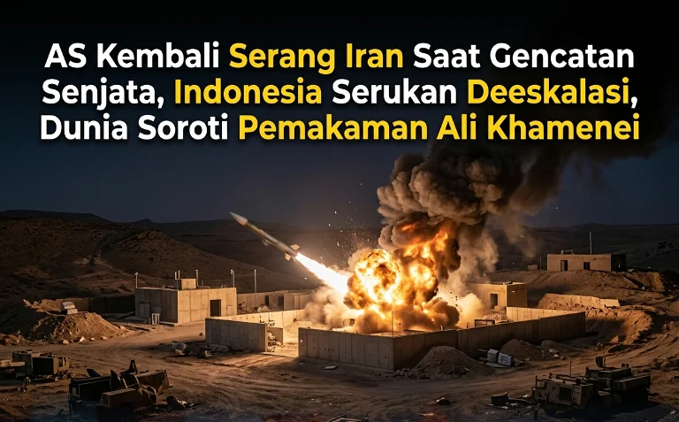 AS Kembali Serang Iran Saat Gencatan Senjata, Indonesia Serukan Deeskalasi, Dunia Soroti Pemakaman Ali Khamenei