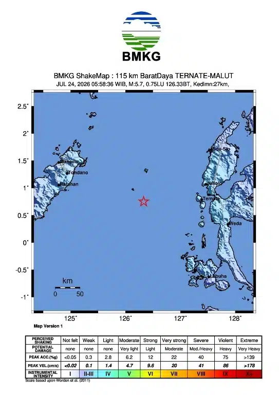 Gempa Ternate M5,7 Tidak Berpotensi Tsunami, BMKG Ungkap Pen