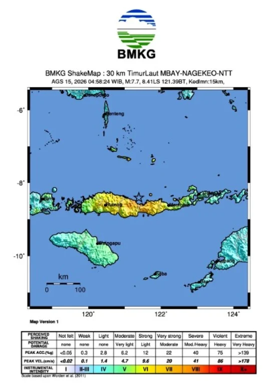 Gempa Nagekeo M7,7 Guncang NTT, Dua Warga Meninggal