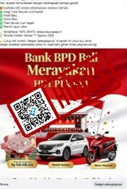 hoaks link undian HUT RI ke-81 Bank BPD