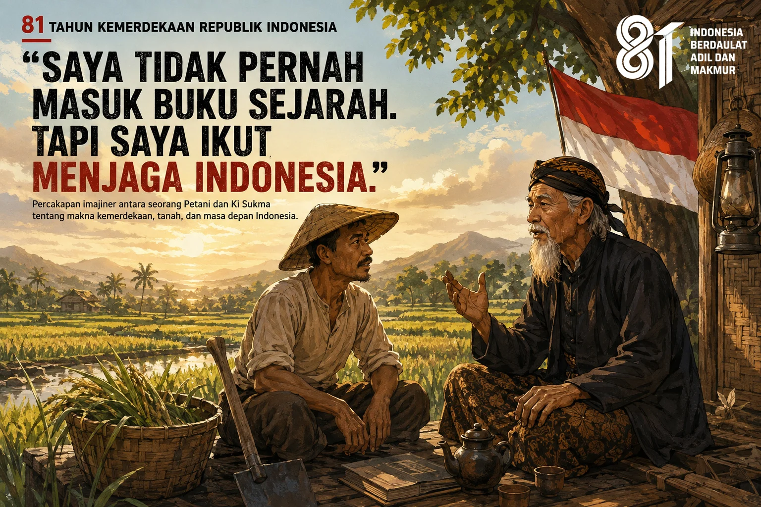 Wawancara Imajiner Petani dan Ki Sukma Memaknai Kemerdekaan dari Sawah : “Saya Tidak Pernah Masuk Buku Sejarah. Tapi Saya Ikut Menjaga Indonesia.”