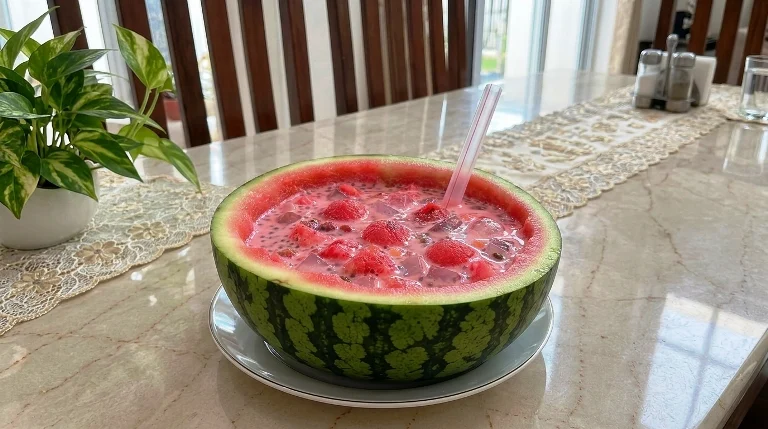 Es Semangka Jelly dengan Kuah Susu Madu, Segar dan Mudah Dibuat